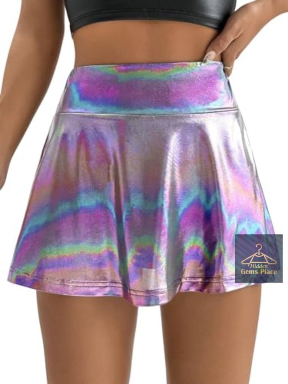 High Waist Sequin Skort with Pocket Flared Athletic Skirt